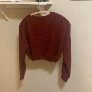 Cropped maroon sweater